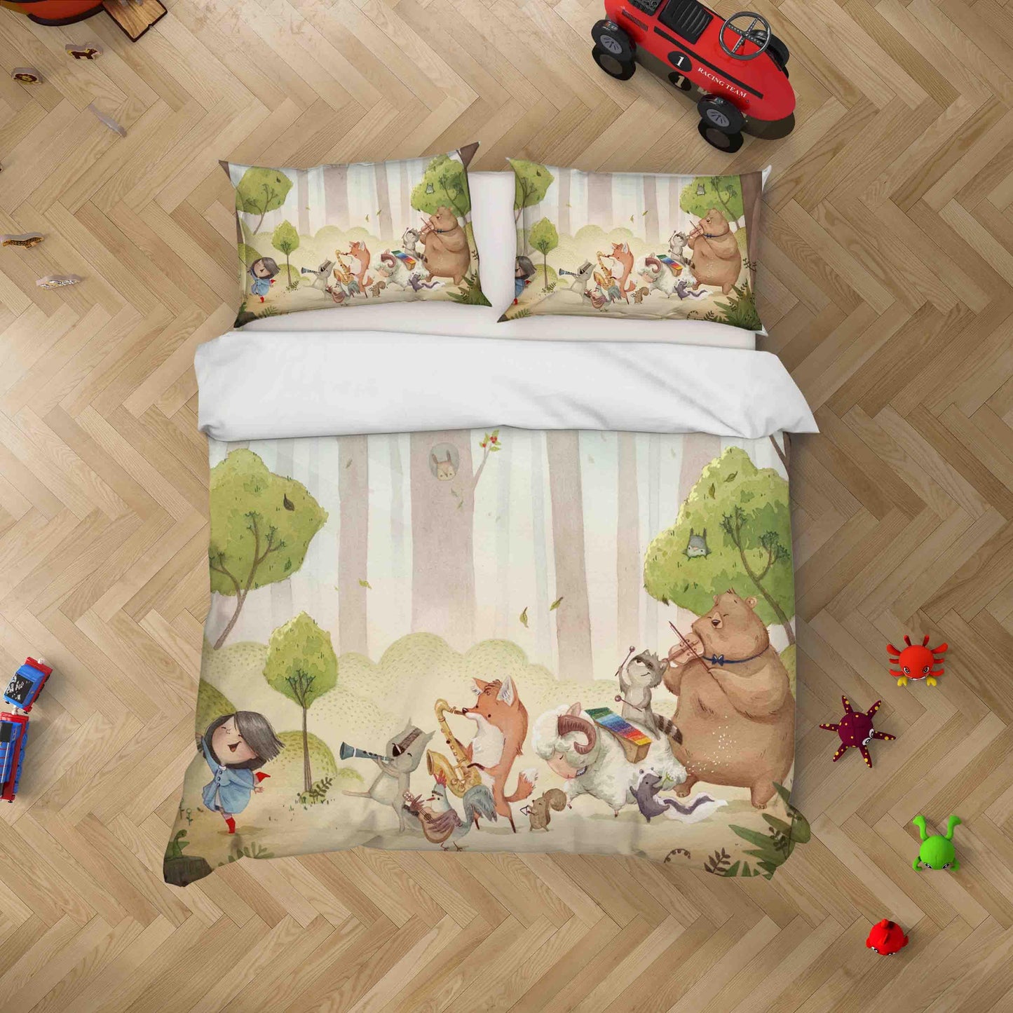 3D Cartoon Animal Forest Concert Quilt Cover Set Bedding Set Duvet Cover Pillowcases SF024