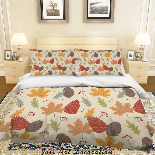 3D Autumn Leaves Quilt Cover Set Bedding Set Pillowcases 102