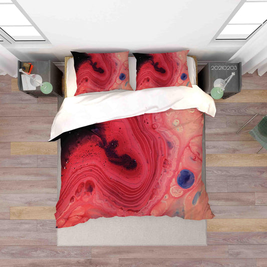 3D Abstract Red Marble Texture Quilt Cover Set Bedding Set Duvet Cover Pillowcases 3