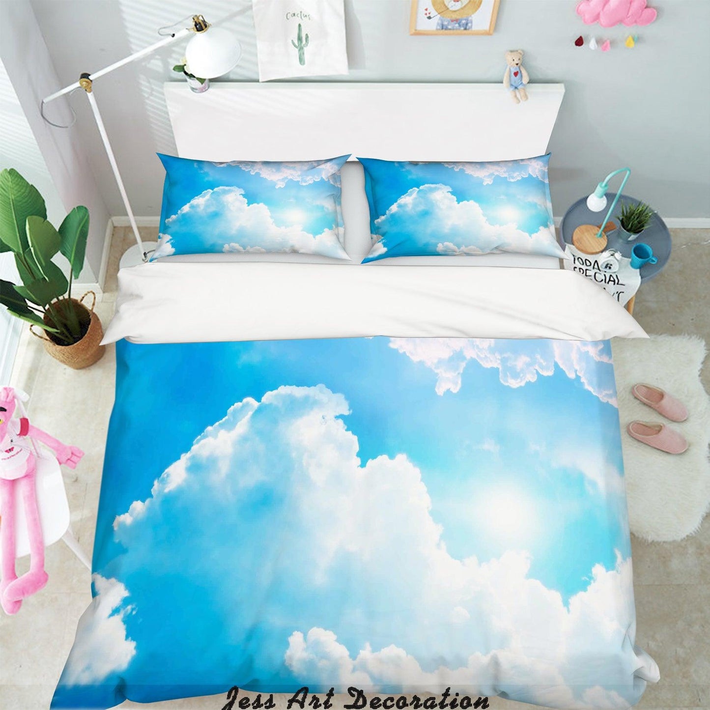3D Blue Sky White Clouds Quilt Cover Set Bedding Set Pillowcases  17