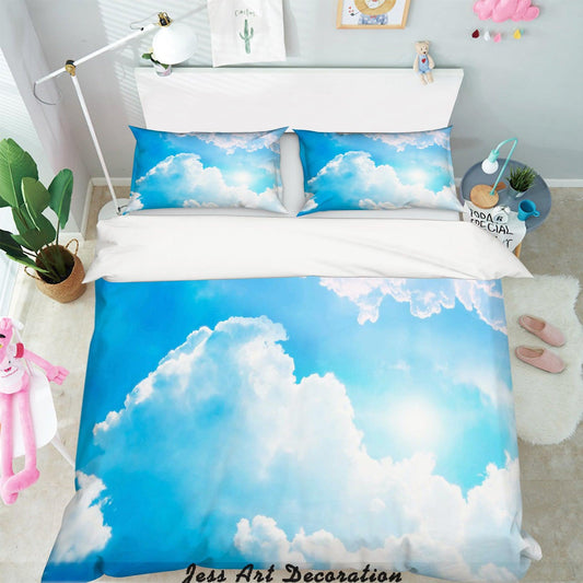 3D Blue Sky White Clouds Quilt Cover Set Bedding Set Pillowcases  17