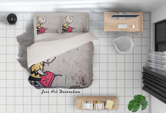 3D Banksy Mural Oil Boy Quilt Cover Set Bedding Set Duvet Cover Pillowcases  ZY D95