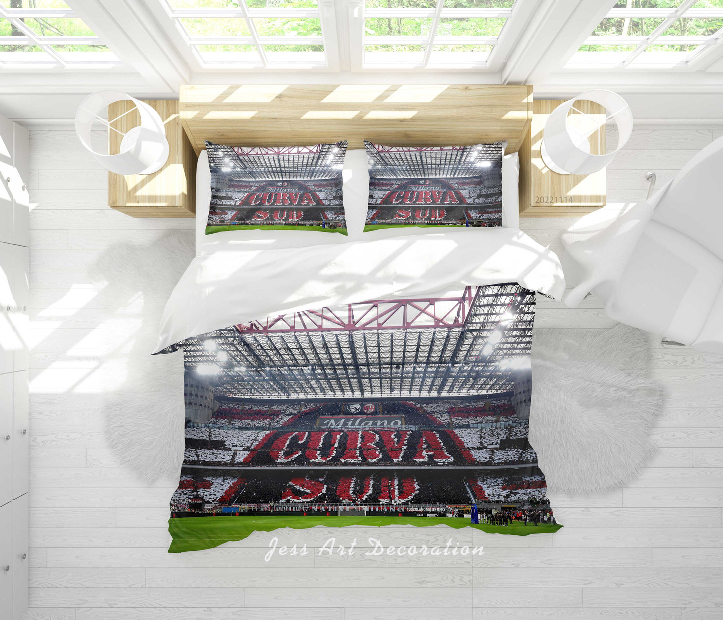 3D AC Associazione Calcio Milan Lamplight Spectator Seats Quilt Cover Set Bedding Set Duvet Cover Pillowcase 858