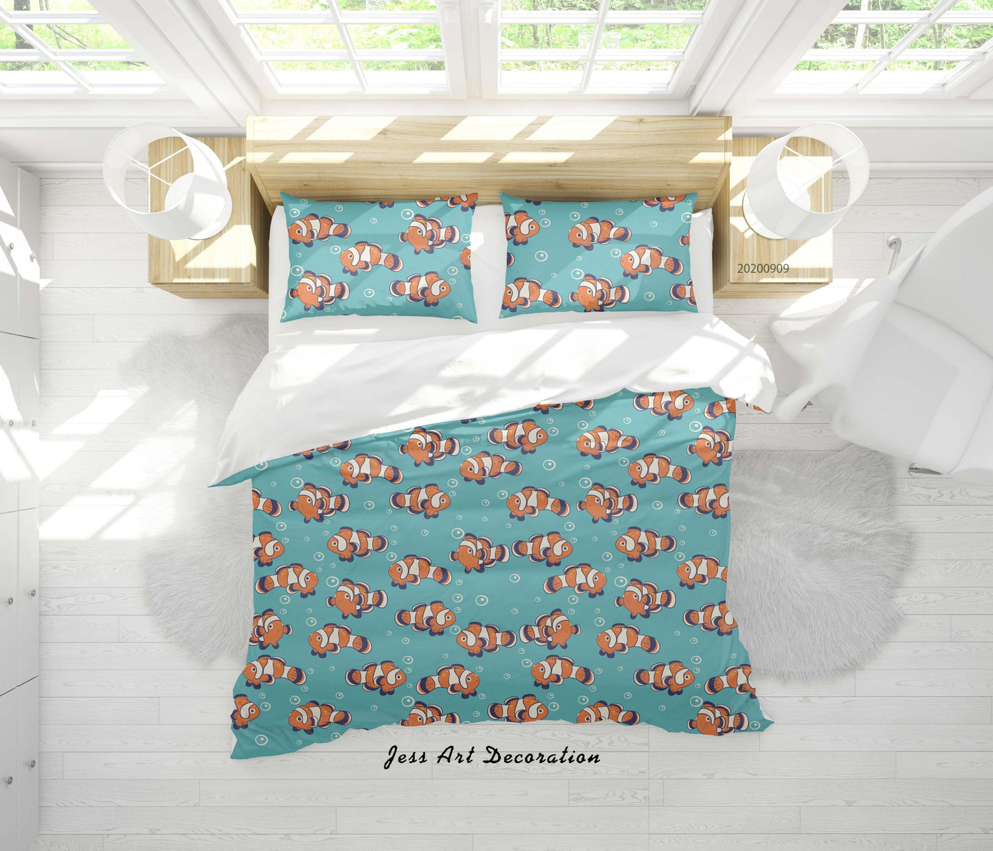 3D Animals Abstract Fish Pattern Quilt Cover Set Bedding Set Duvet Cover Pillowcases WJ 1978