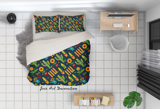 3D Cartoon Green Cactus Quilt Cover Set Bedding Set Pillowcases 15