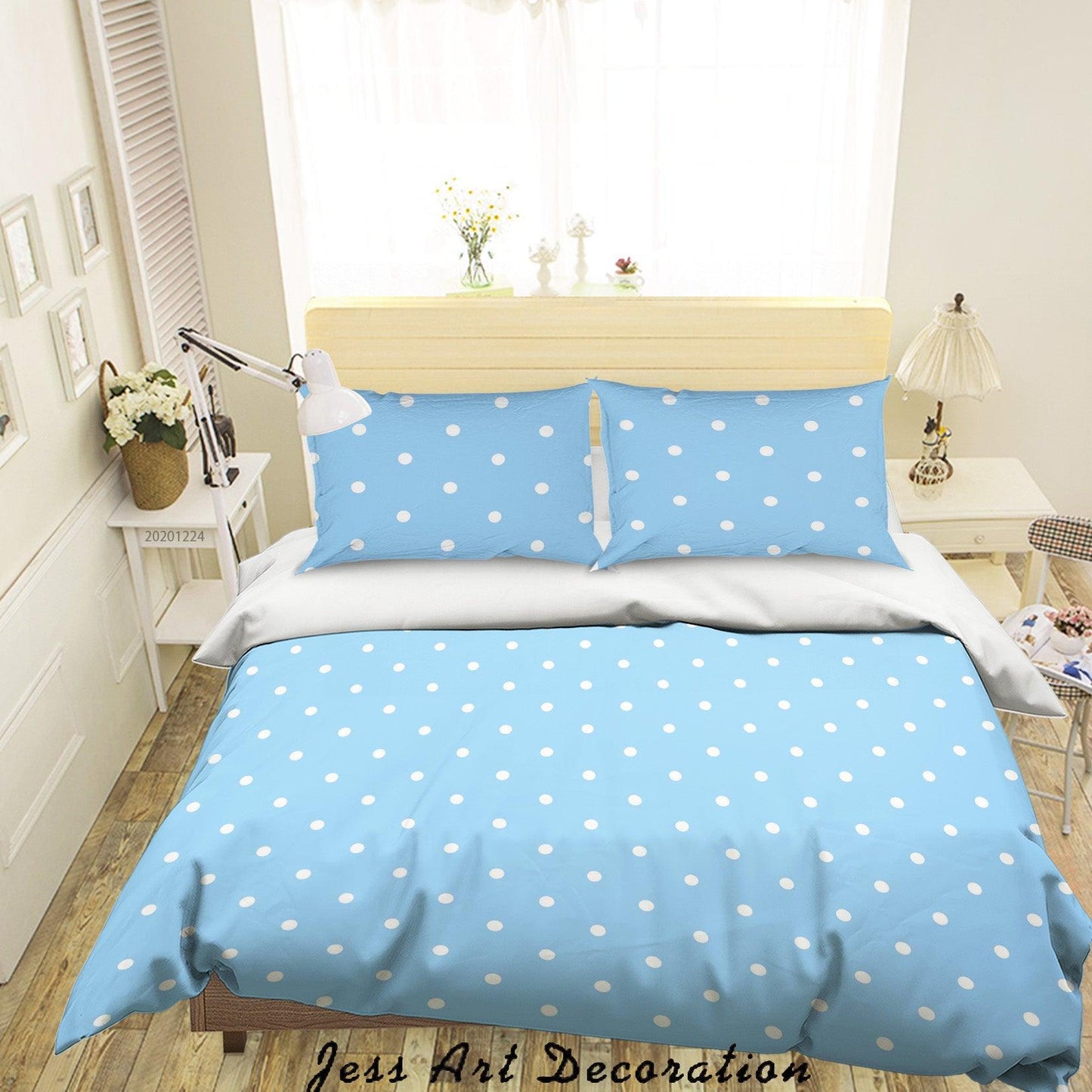 3D Abstract Blue Geometric Dot Quilt Cover Set Bedding Set Duvet Cover Pillowcases 111 LQH