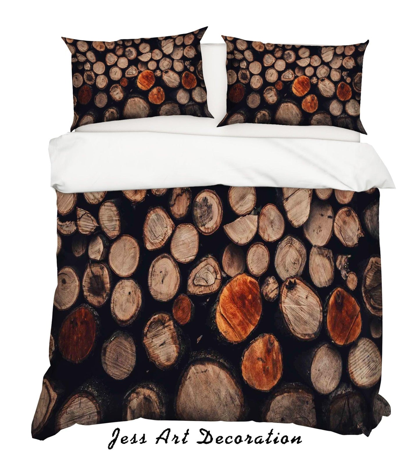 3D Brown Round Wood Quilt Cover Set Bedding Set Duvet Cover Pillowcases LQH A159
