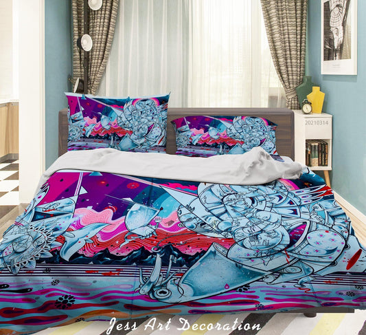 3D Abstract Colored Street Graffiti Quilt Cover Set Bedding Set Duvet Cover Pillowcases 153