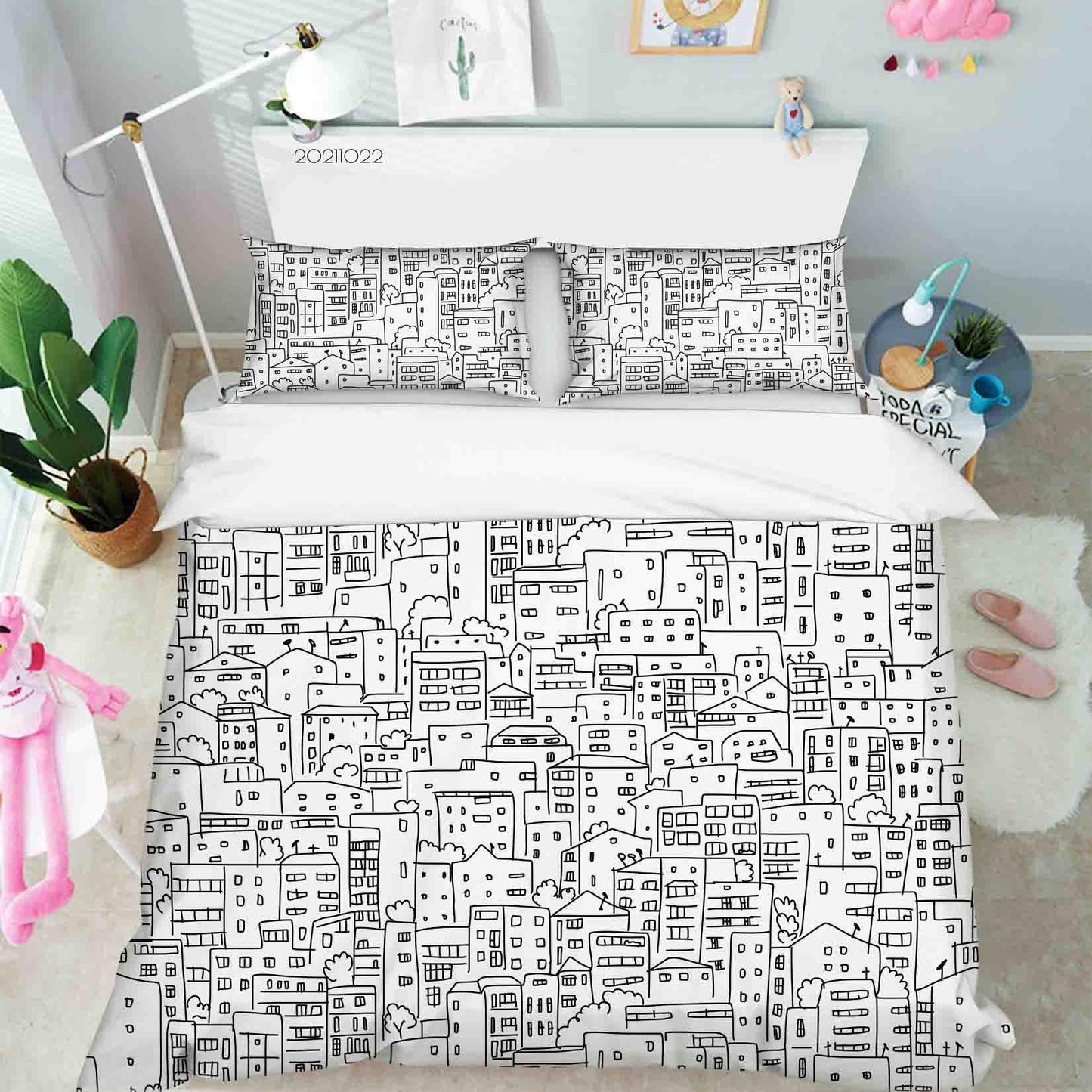 3D Abstract City Architecture Art Graffiti Quilt Cover Set Bedding Set Duvet Cover Pillowcases 7