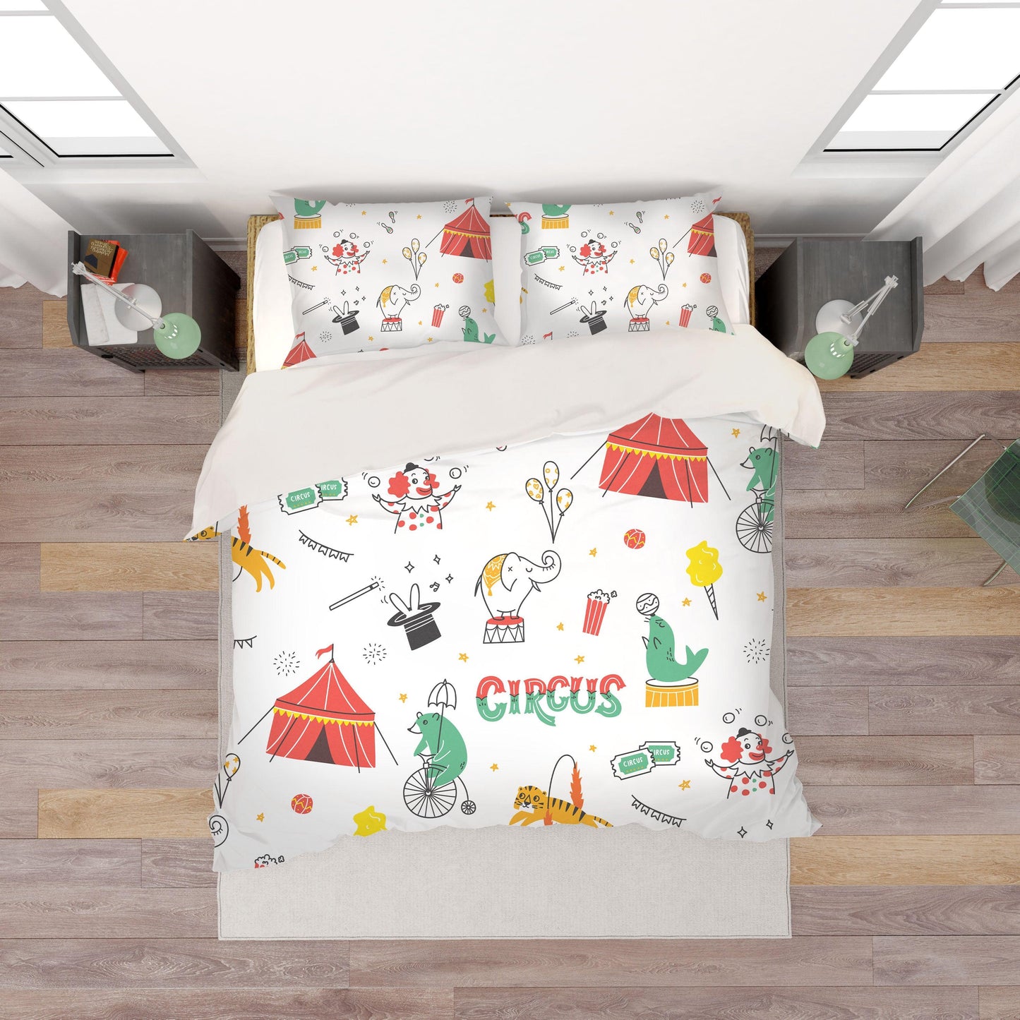 3D Cartoon Colorful Circus Elephant Quilt Cover Set Bedding Set Duvet Cover Pillowcases LXL