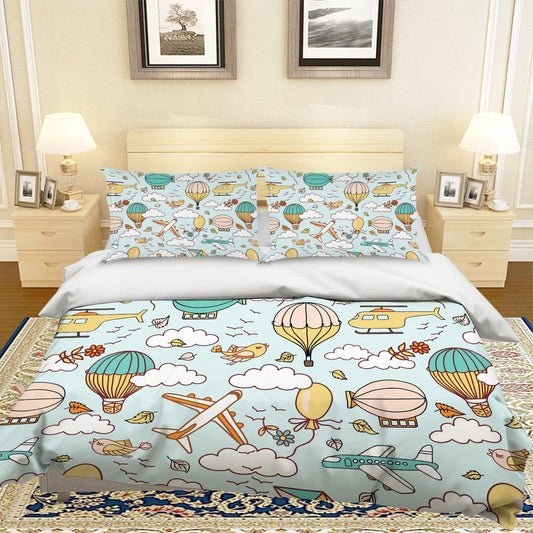 3D Cartoon Balloon Plane Quilt Cover Set Bedding Set Pillowcases 21