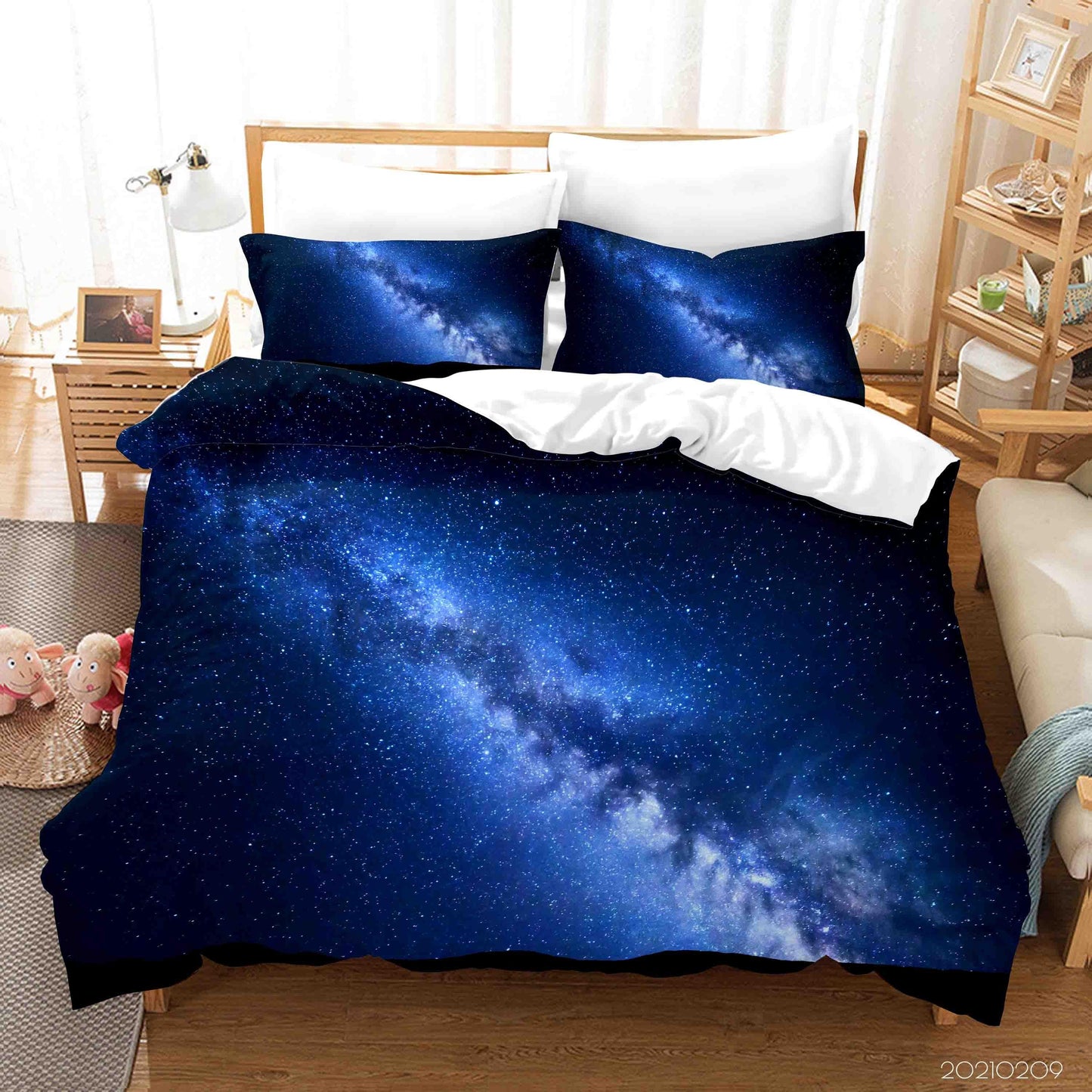 3D Blue Starry Sky Quilt Cover Set Bedding Set Duvet Cover Pillowcases 256