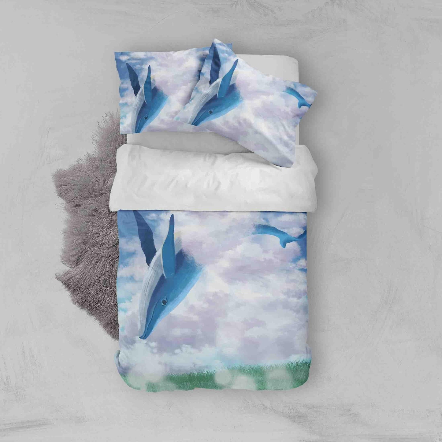 3D Blue Whale Clouds Quilt Cover Set Bedding Set Pillowcases 19