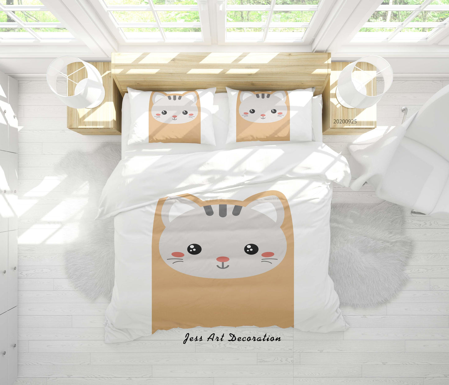 3D Cartoon Animal Cat Pattern Quilt Cover Set Bedding Set Duvet Cover Pillowcases WJ 6477