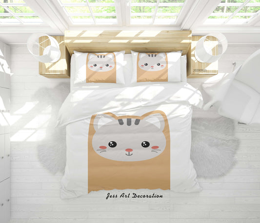 3D Cartoon Animal Cat Pattern Quilt Cover Set Bedding Set Duvet Cover Pillowcases WJ 6477