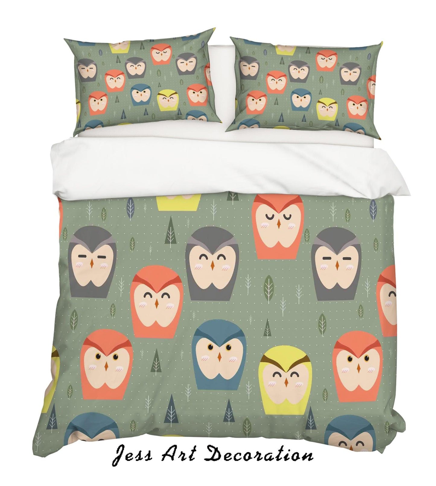 3D Cartoon Owl Quilt Cover Set Bedding Set Pillowcases 19