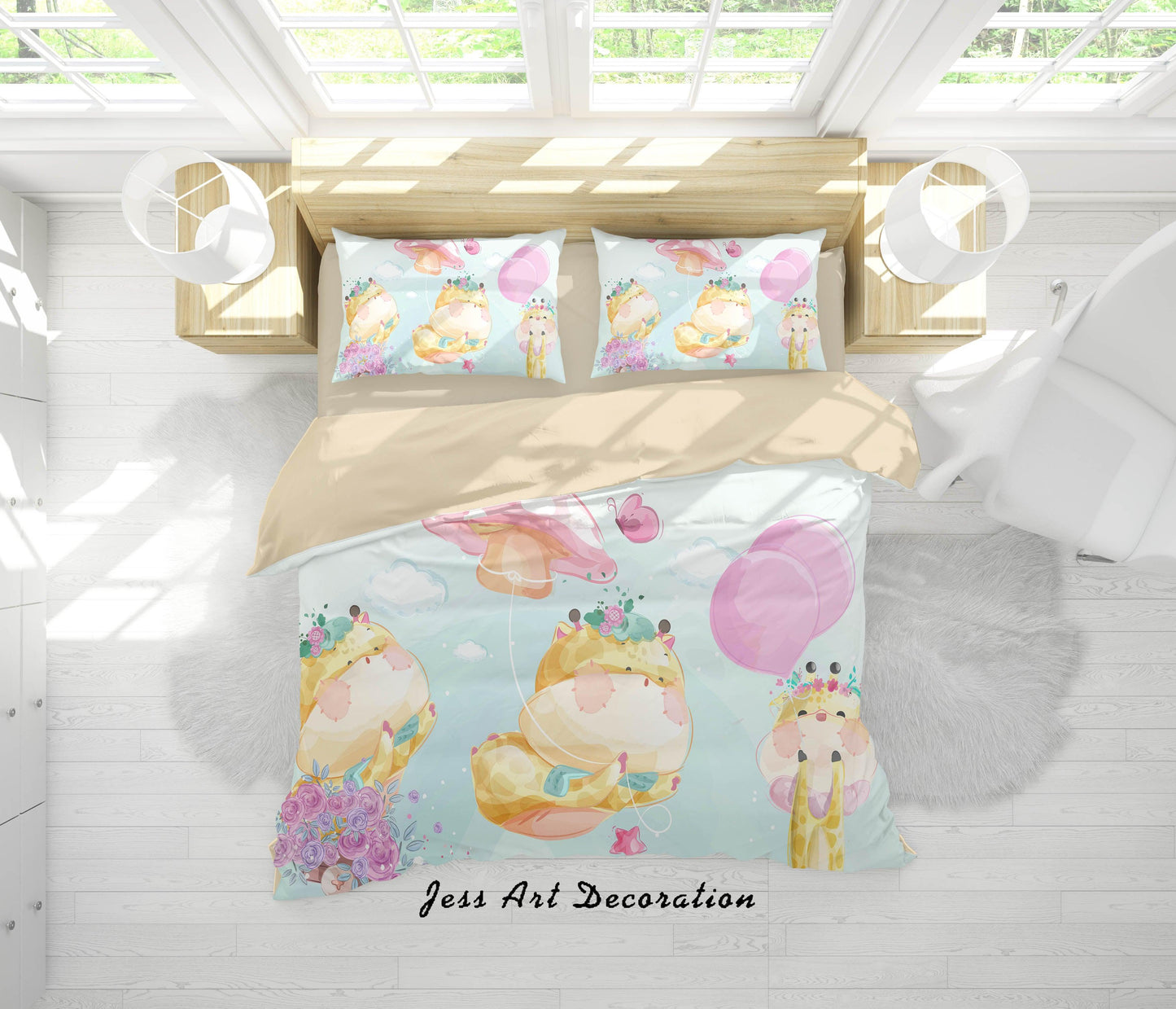 3D Cartoon Animal Flower Balloon Quilt Cover Set Bedding Set Duvet Cover Pillowcases A356 LQH