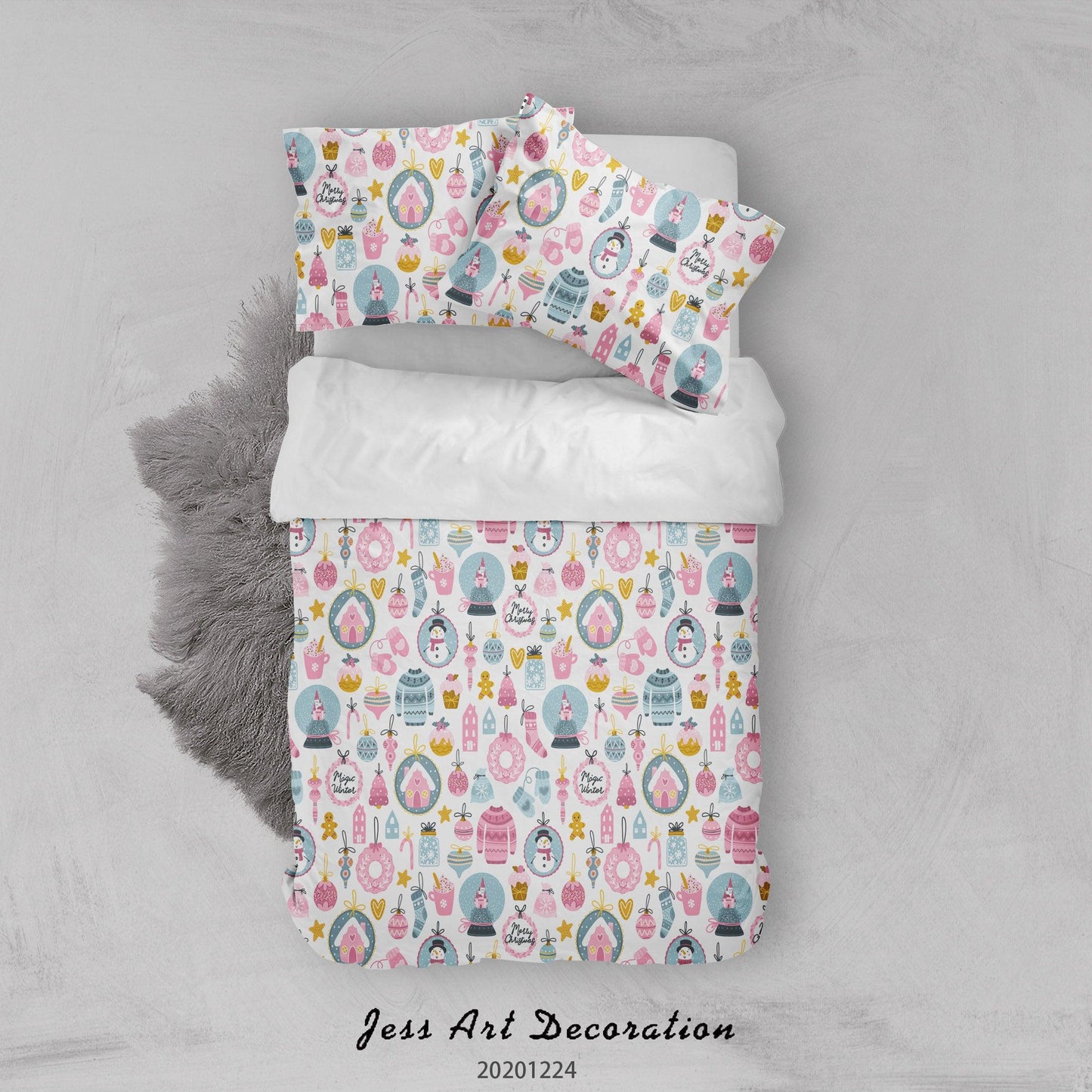 3D Cartoon Christmas Design Quilt Cover Set Bedding Set Duvet Cover Pillowcases 1 LQH