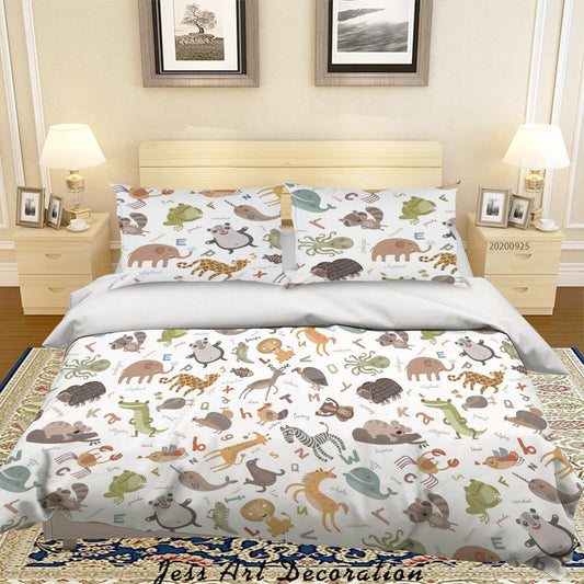 3D Cartoon Animal Pattern Quilt Cover Set Bedding Set Duvet Cover Pillowcases WJ 6427