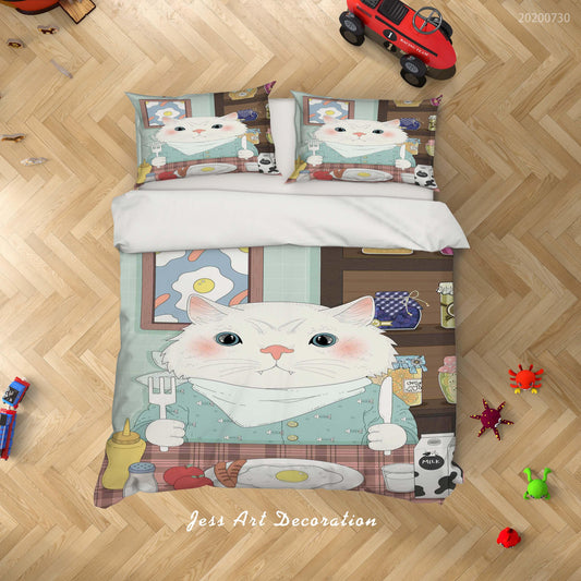 3D Cartoon Cat Quilt Cover Set Bedding Set Duvet Cover Pillowcases LXL 82