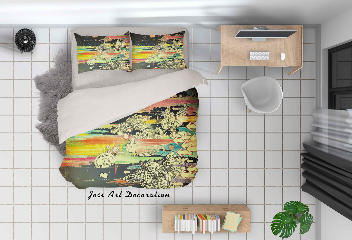 3D Cartoon Graffiti Quilt Cover Set Bedding Set Pillowcases 95