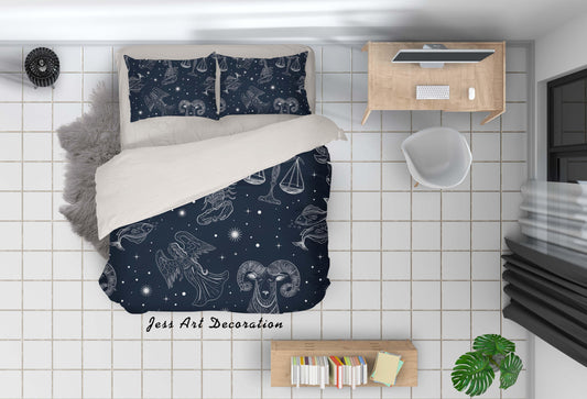 3D Cartoon Constellation Quilt Cover Set Bedding Set Pillowcases 43