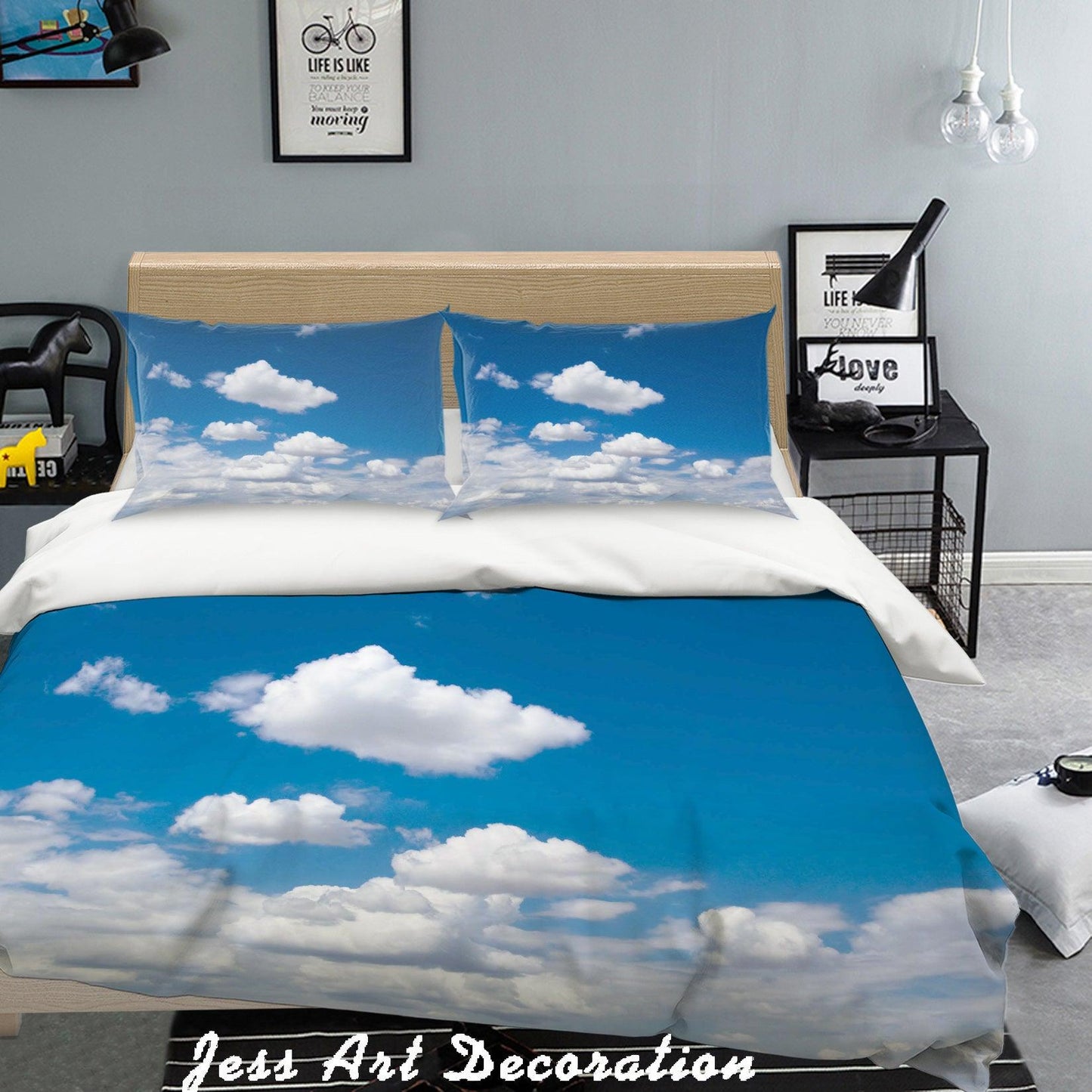3D Blue Sky White Clouds Quilt Cover Set Bedding Set Pillowcases  9