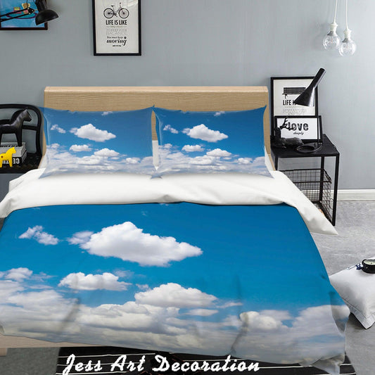 3D Blue Sky White Clouds Quilt Cover Set Bedding Set Pillowcases  9