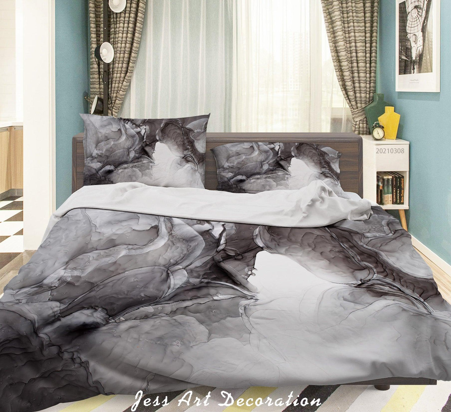 3D Abstract Grey Marble Quilt Cover Set Bedding Set Duvet Cover Pillowcases 310