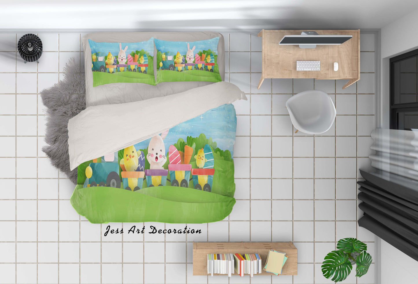 3D Cartoon Rabbit Chick Train Quilt Cover Set Bedding Set Duvet Cover Pillowcases SF57