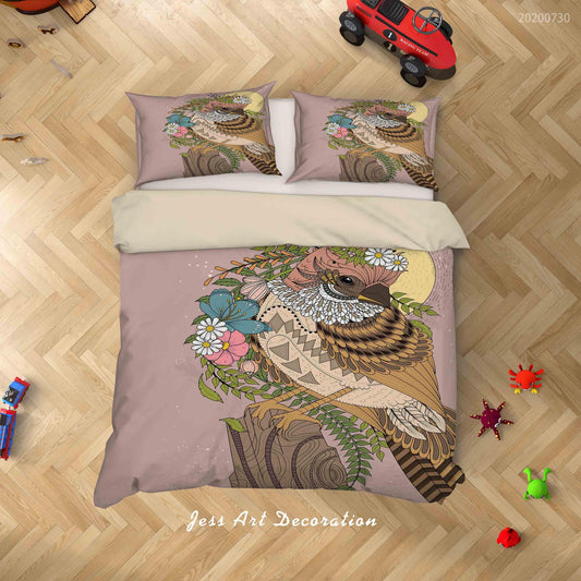 3D Cartoon Floral Bird Quilt Cover Set Bedding Set Duvet Cover Pillowcases LXL 74
