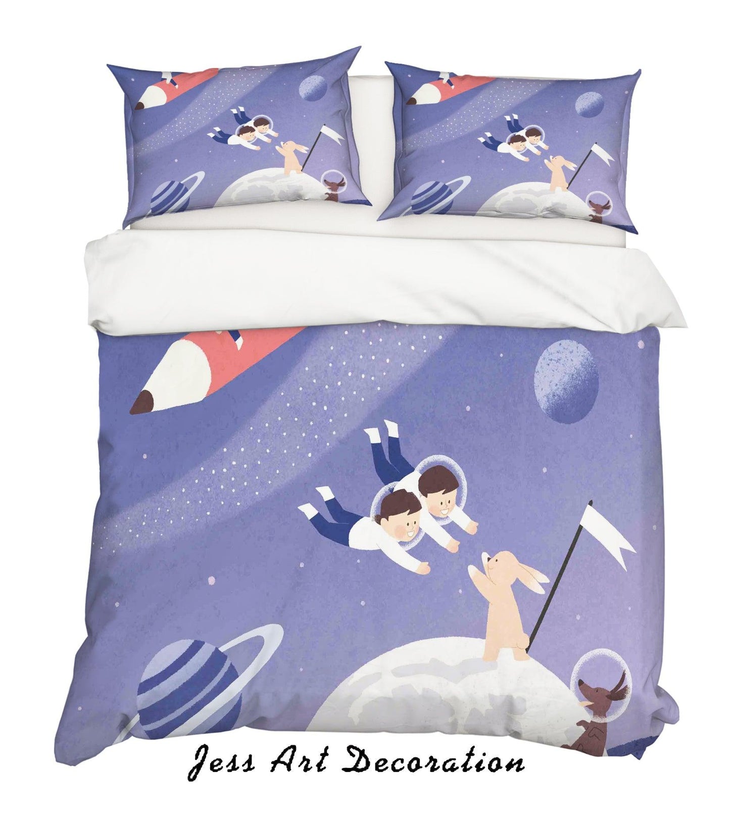 3D Cartoon Purple Space Quilt Cover Set Bedding Set Pillowcases 86