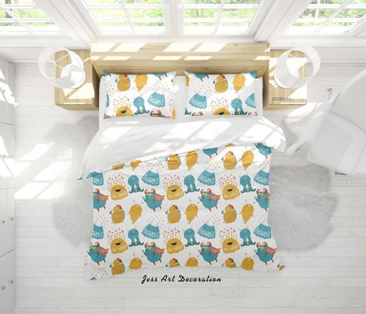 3D Cartoon Animal Monsters Pattern Quilt Cover Set Bedding Set Duvet Cover Pillowcases WJ 9612