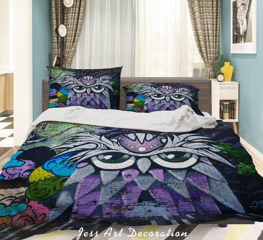 3D Abstract Street Graffiti Owl Quilt Cover Set Bedding Set Duvet Cover Pillowcases 132