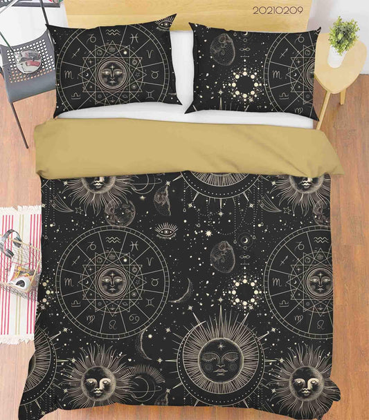 3D Black Space Solar System Planet Quilt Cover Set Bedding Set Duvet Cover Pillowcases 42