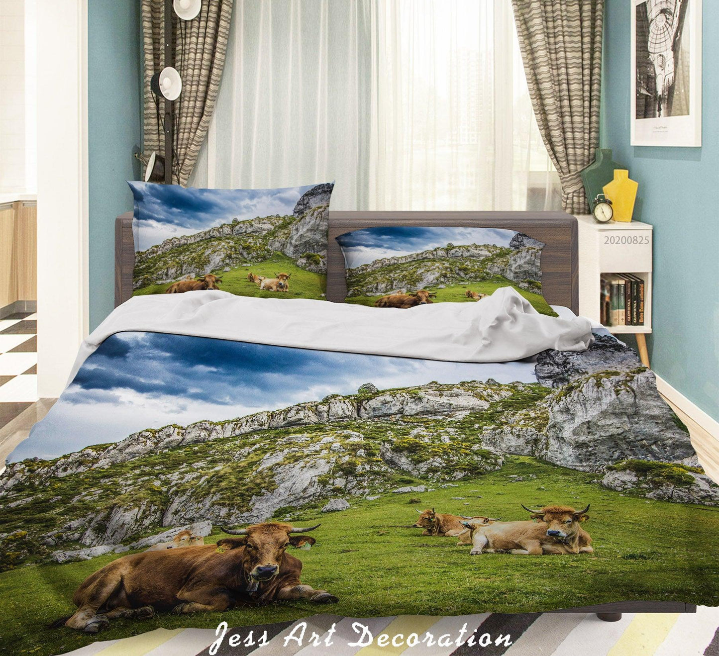 3D Animal Forest Cow Quilt Cover Set Bedding Set Duvet Cover Pillowcases WJ 3333