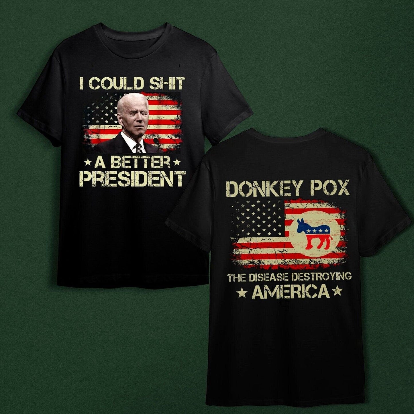 Donkey Pox The Disease Destroying America Funny An-ti Biden Double Side T-Shirt