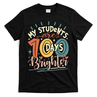 100 Days Brighter Teacher 100th Day Of School Teachers Squad T-Shirt