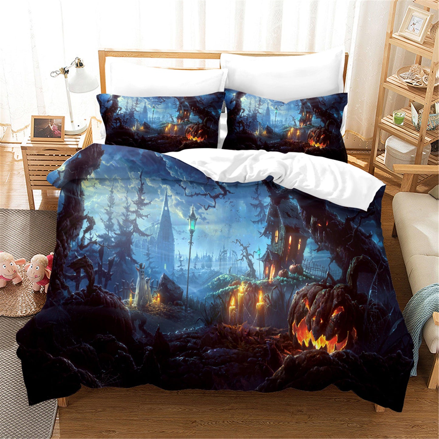 3D Cartoon Halloween Quilt Cover Set Bedding Set Duvet Cover Pillowcases WJ 1630