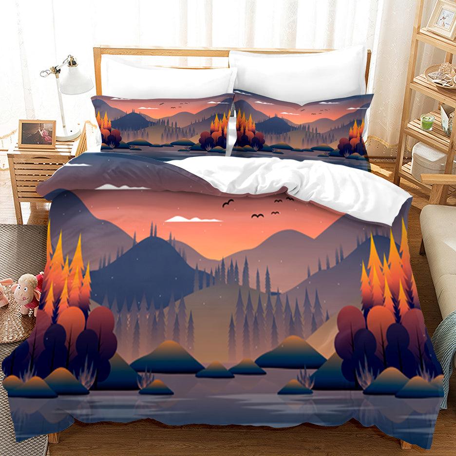 3D Artistic Forest Mountain Nature Landscape Quilt Cover Set Bedding Set Duvet Cover Pillowcases 24