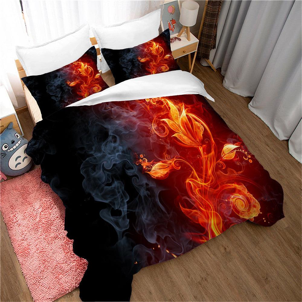 3D Art Golden Leaf Flame Quilt Cover Set Bedding Set Duvet Cover Pillowcases 148