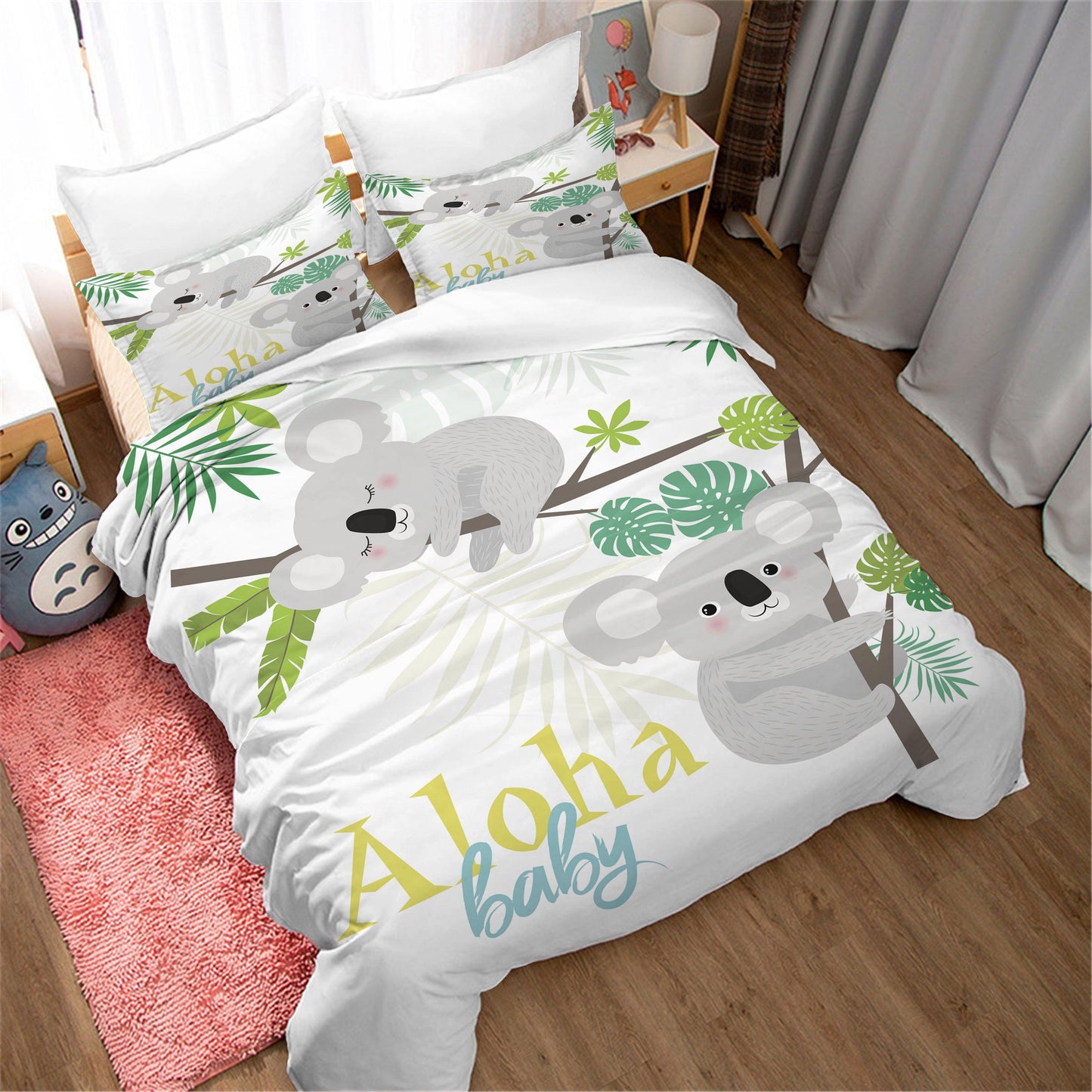3D Cartoon Animal Koala Leaf Quilt Cover Set Bedding Set Duvet Cover Pillowcases 138