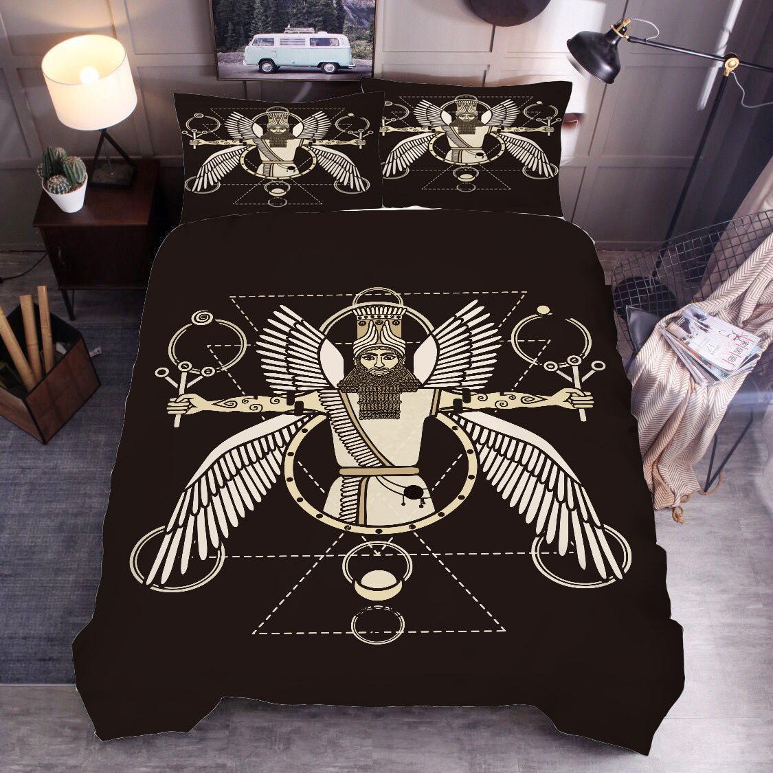 3D Black Primitive Man Wings Quilt Cover Set Bedding Set Duvet Cover Pillowcases SF114