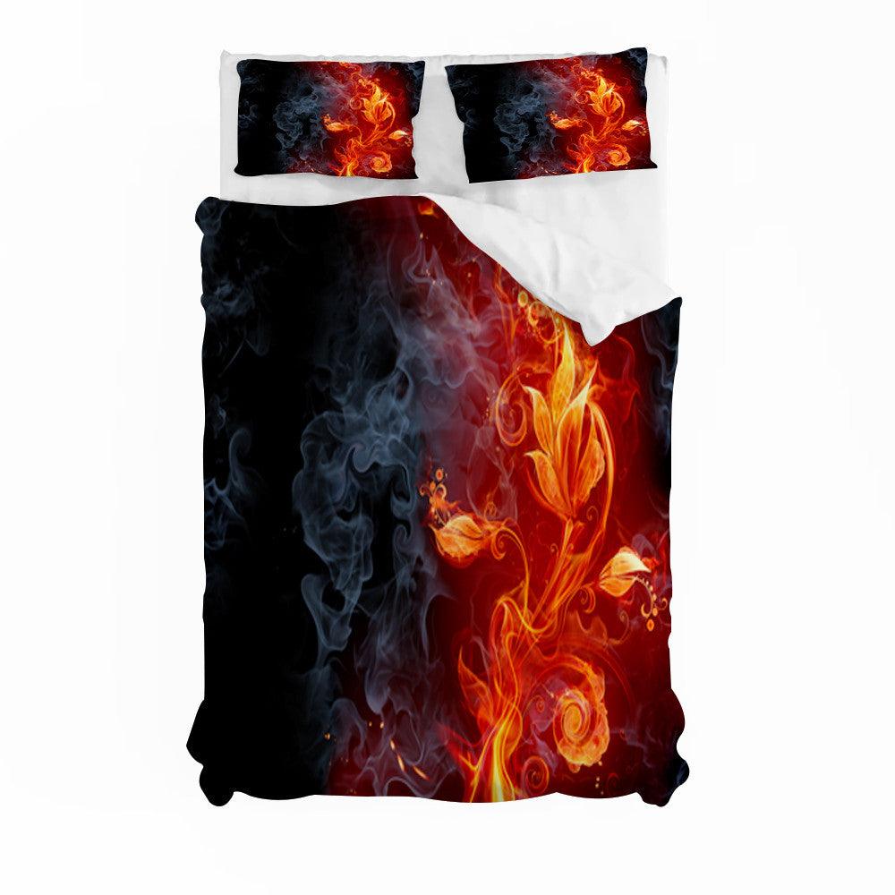 3D Art Golden Leaf Flame Quilt Cover Set Bedding Set Duvet Cover Pillowcases 148