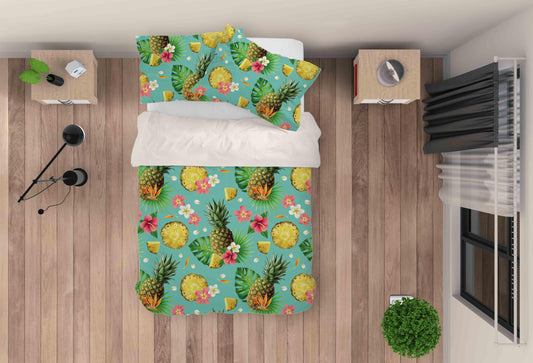 3D Blue Pineapple Floral Quilt Cover Set Bedding Set Pillowcases 47