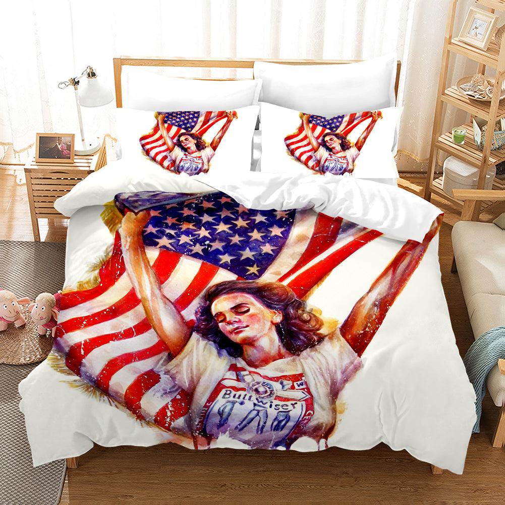 3D American Flag Beauty Quilt Cover Set Bedding Set Pillowcases 124