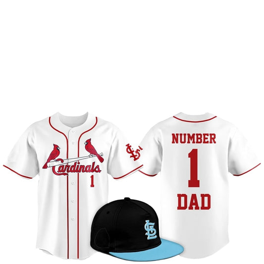 2025 Cardinals Father Day Number 1 Dad Baseball Jersey - Grishko.com