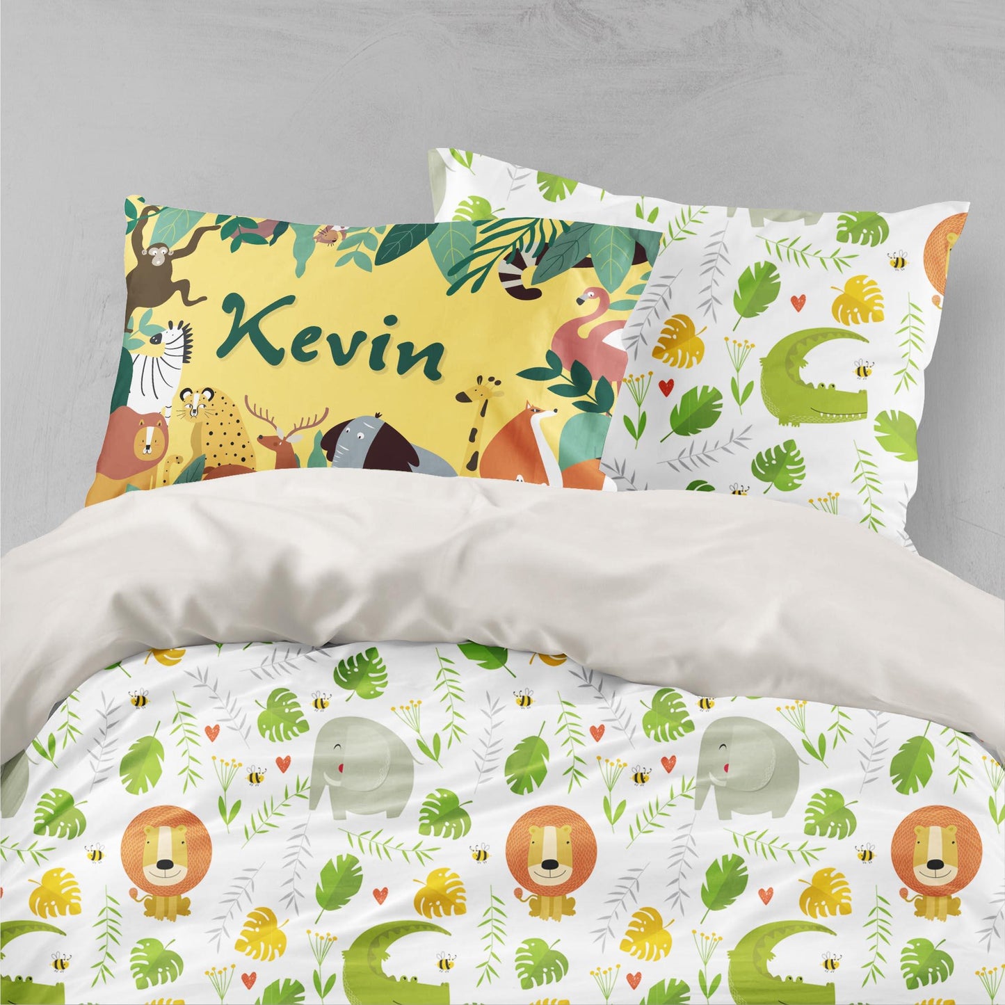 3D Cartoon Animal Leaves Quilt Cover Set Bedding Set Pillowcases 60
