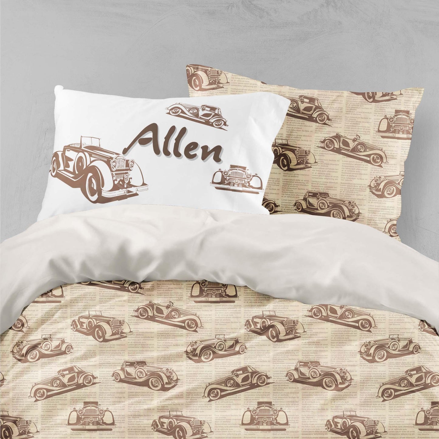 3D Brown Car Quilt Cover Set Bedding Set Pillowcases 72