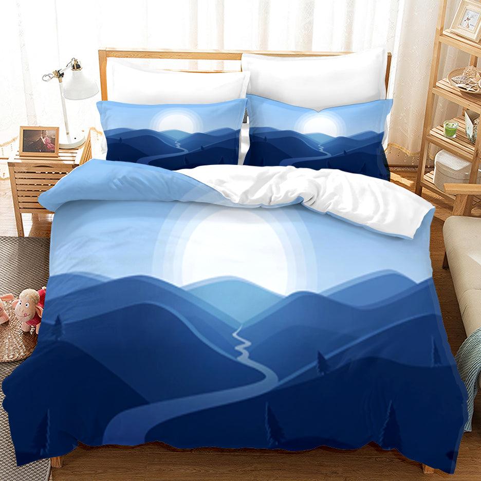 3D Blue Sky Sun Mountain Landscape Quilt Cover Set Bedding Set Duvet Cover Pillowcases 44